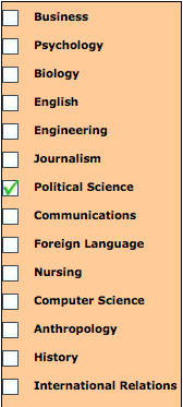 List of College Majors, Political Science List of college majors.