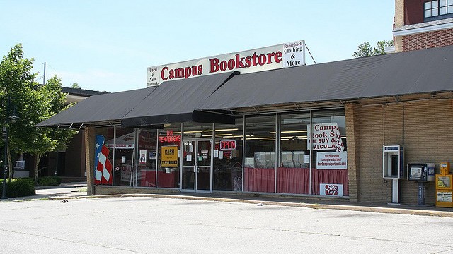 Campus Bookstore Photo courtesty {link url=https://www.flickr.com/photos/fayettevilleflyer/2646161424/sizes/z/in/photostream/}fayettevilleflyer{/link} via Flickr.